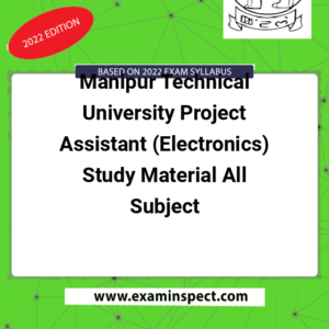 Manipur Technical University Project Assistant (Electronics) Study Material All Subject