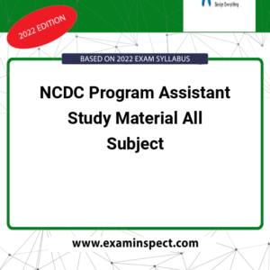 NCDC Program Assistant Study Material All Subject