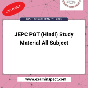 JEPC PGT (Hindi) Study Material All Subject