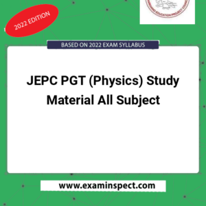 JEPC PGT (Physics) Study Material All Subject