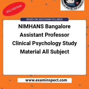 NIMHANS Bangalore Assistant Professor Clinical Psychology Study Material All Subject