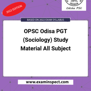 OPSC Odisa PGT (Sociology) Study Material All Subject